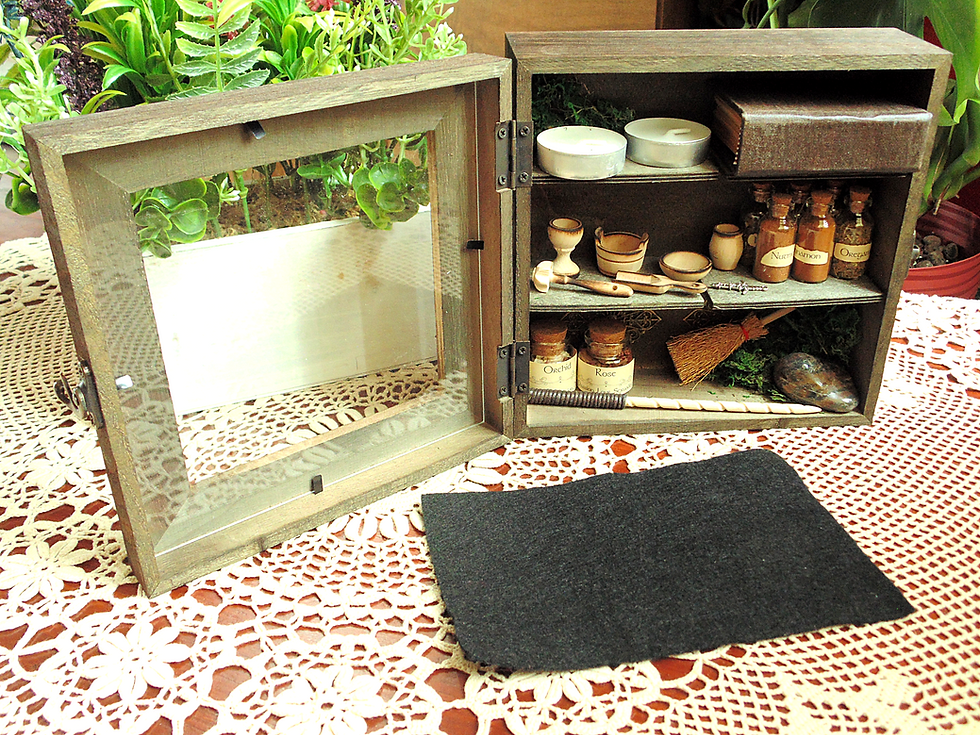 Witchy wicca cabinet altar set started kit book of shadows