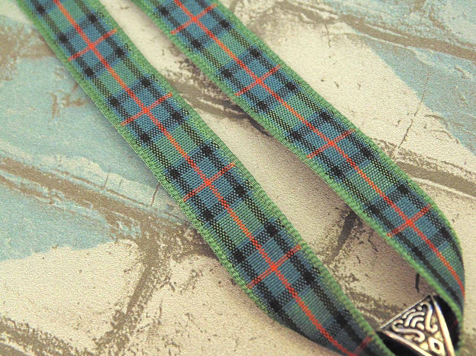 Thumbnail: Scottish tartan thistle necklace with custom tartan ribbon - flower of scotland