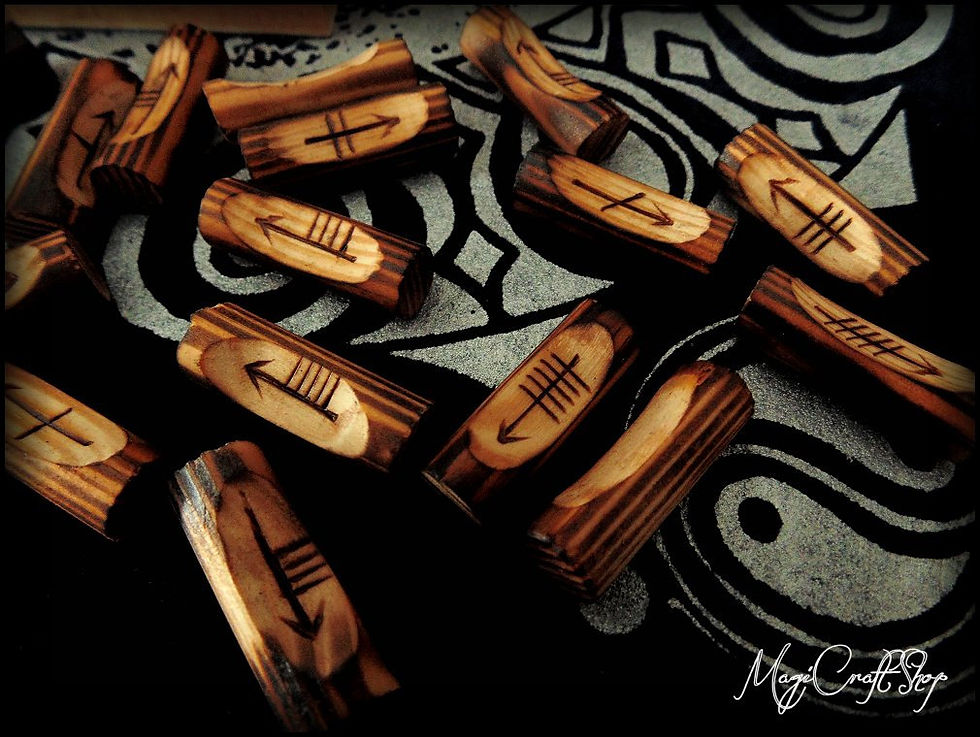 Thumbnail: Set of Ogham in natural wood
