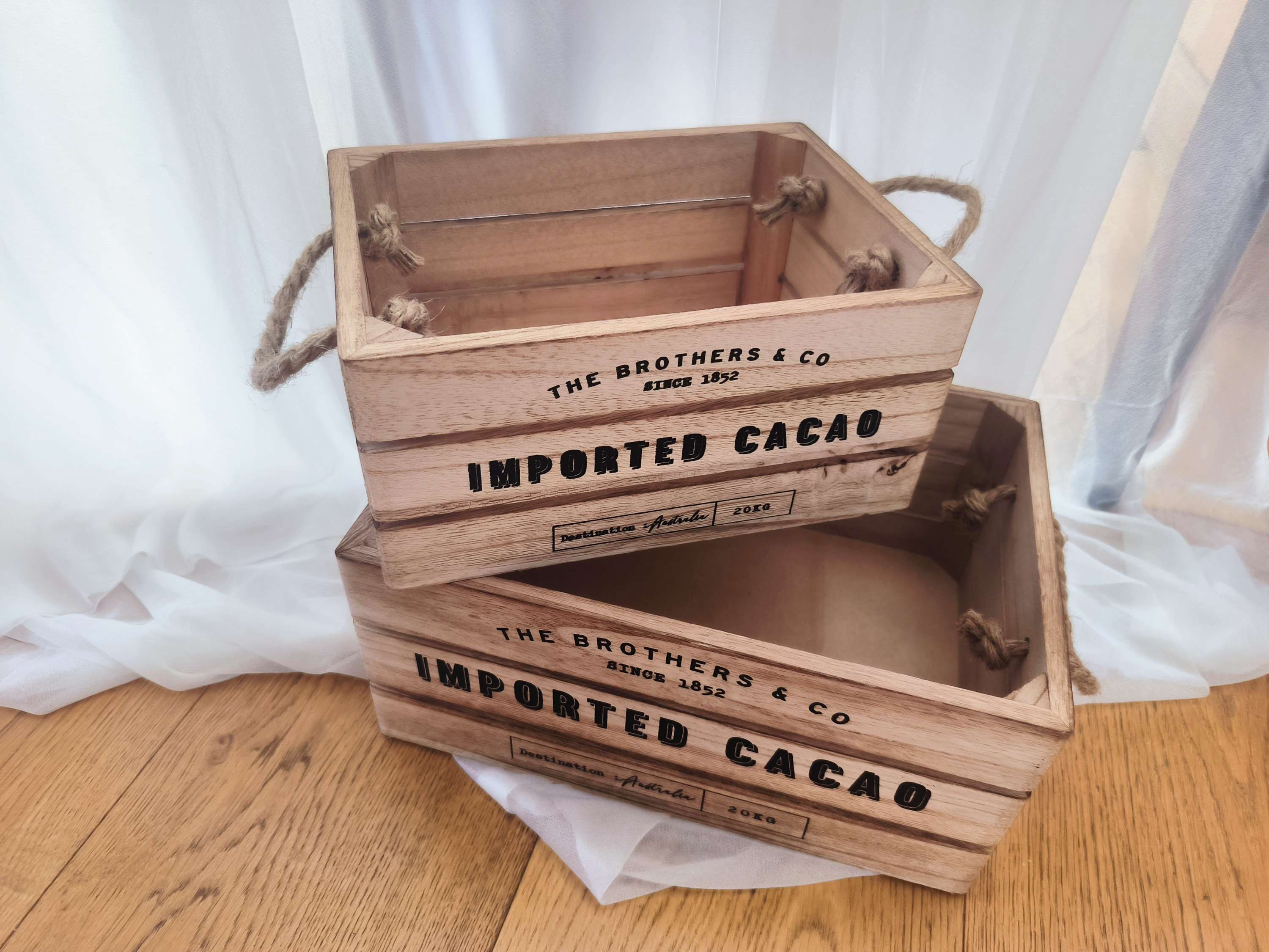 Lot 2 caissettes bois