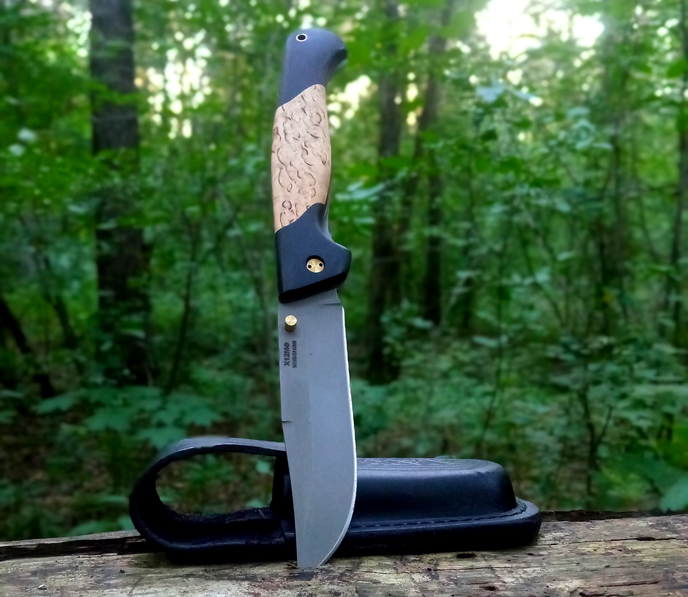 Миниатюра: Складной нож "Варяг-2" с рукоятью из карельской березы