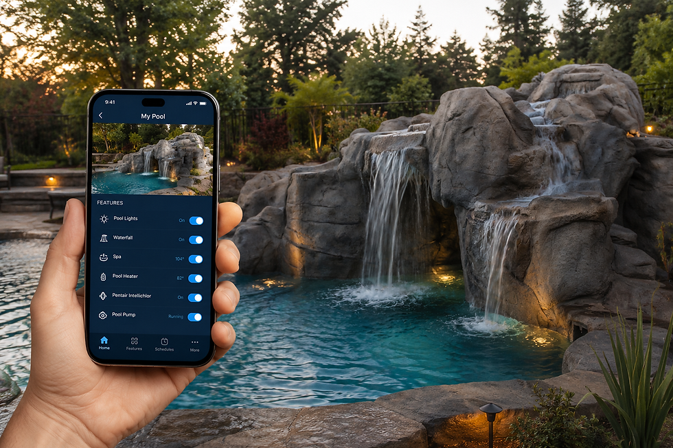 Smart Pool Automation controlling a custom saltwater swimming pool in Northern California.
