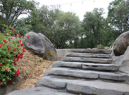 custom stairs leading to spa in Cool, CA