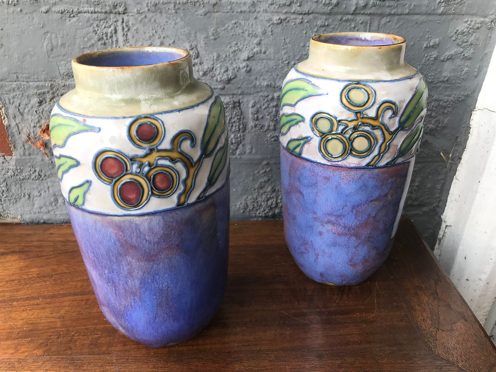 VERY ATTRACTIVE PAIR OF 20TH CENTURY ROYAL DOULTON STONEWARE VASES