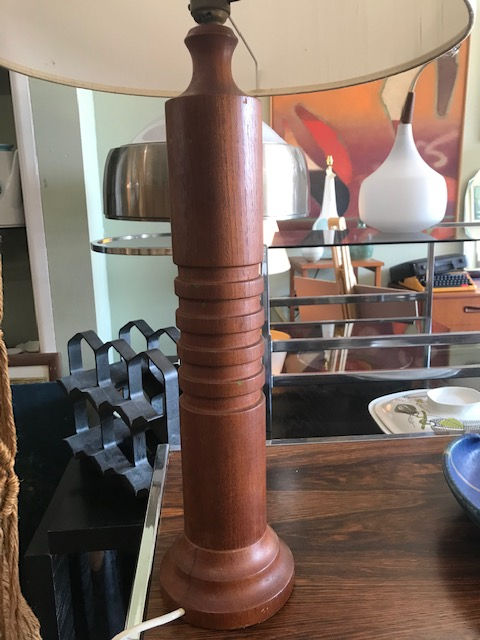 Mid-Century Turned Teak Table Lamp