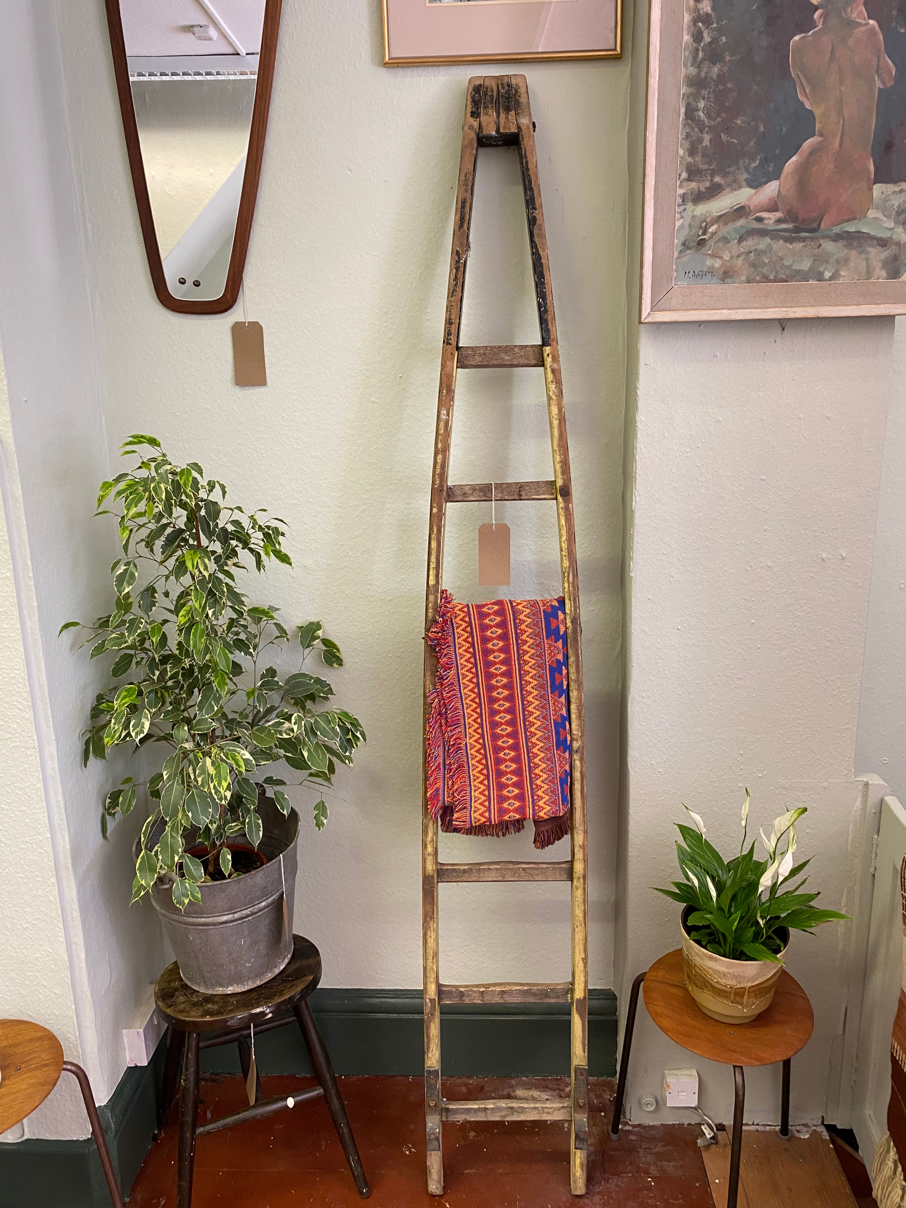 Attractive Vintage window cleaners ladder - original Paint