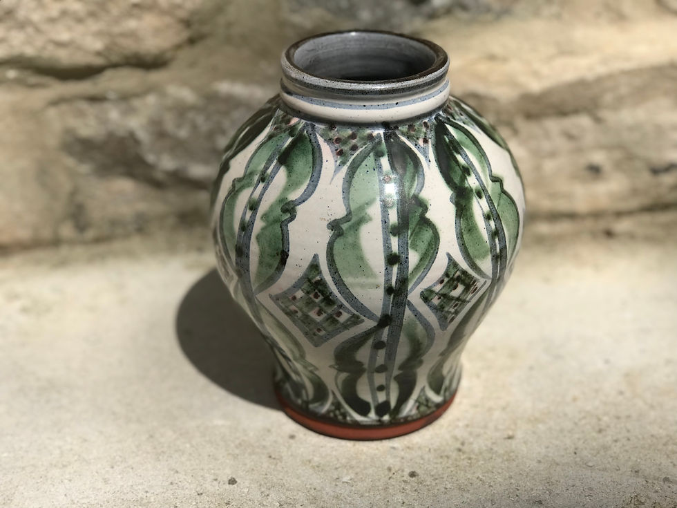 VINTAGE TERRACOTTA STUDIO ART POTTERY VASE - HAND DECORATED