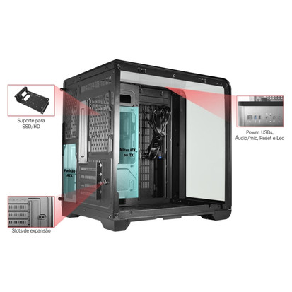Gabinete Gamer Aquário CyberPunk CG-48KI