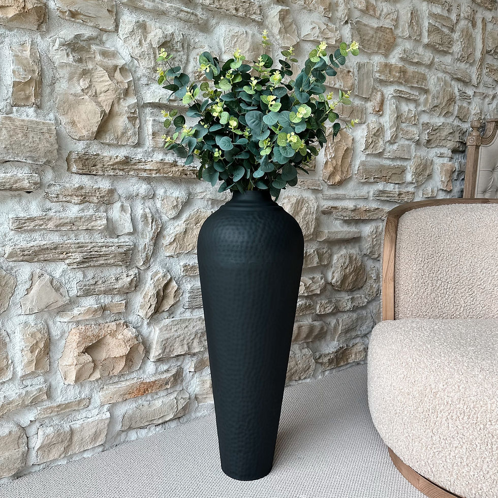 Thumbnail: Matt Black Hammered Vase with Lid