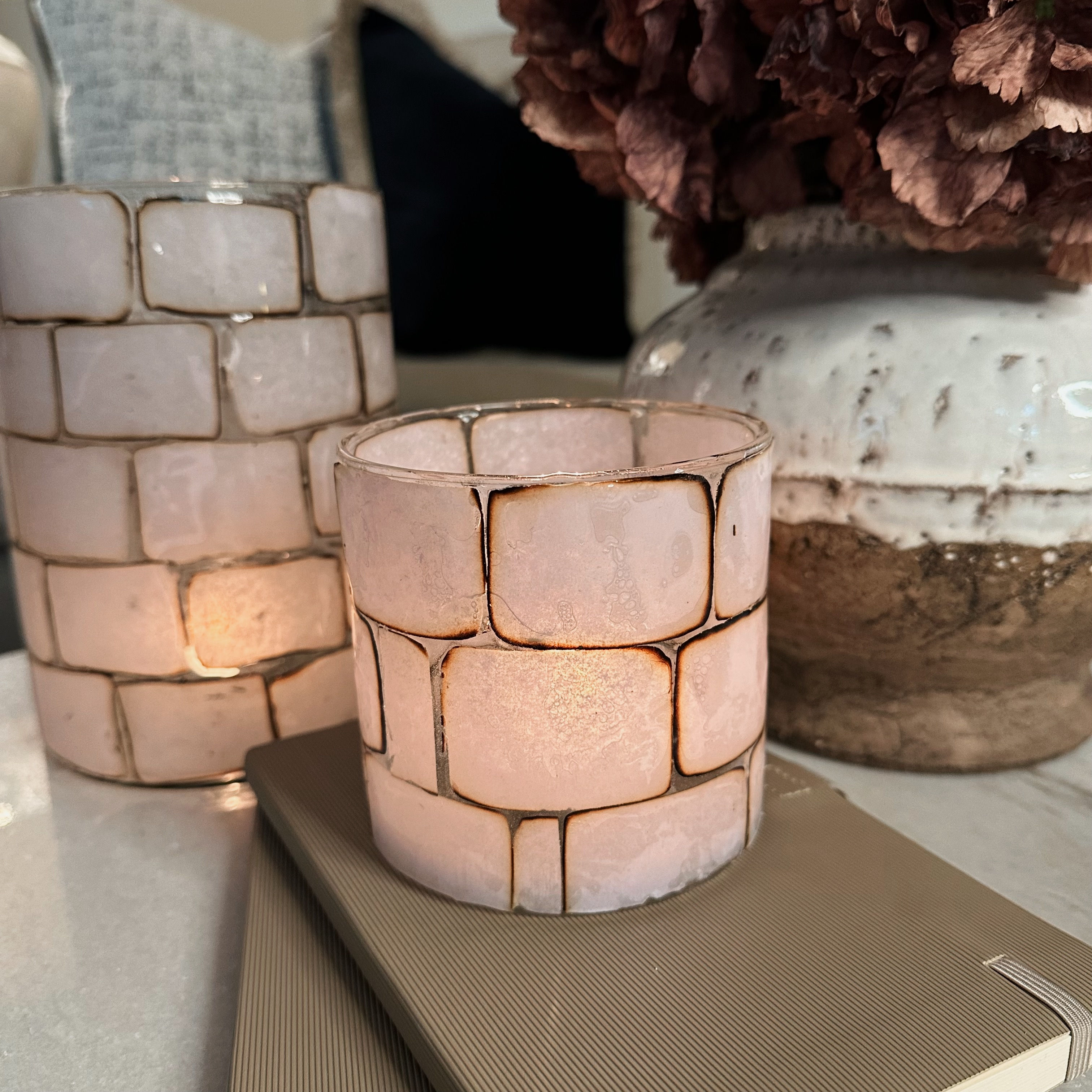 Stain Glass Pearl Tealight Med