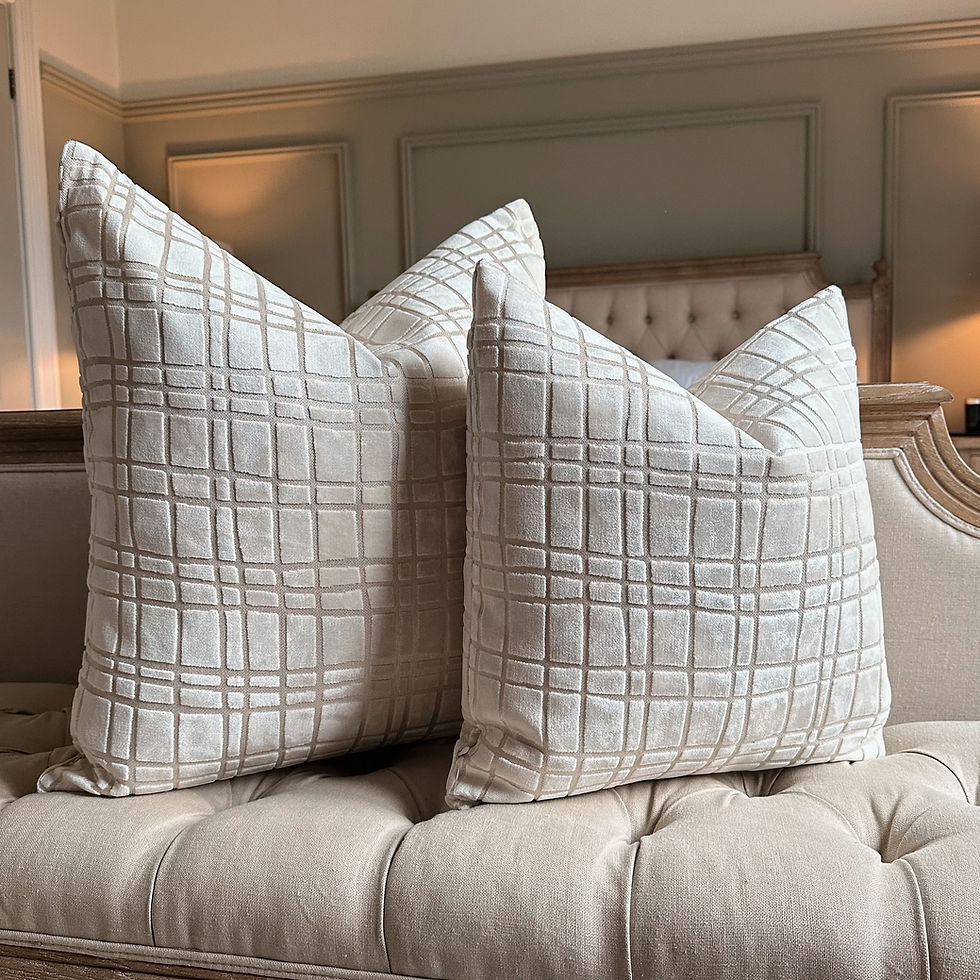 Thumbnail: Lavish Plaid Ivory Cushion 16''