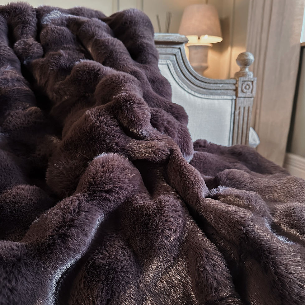 Faux Fur Waffle Choc Throw