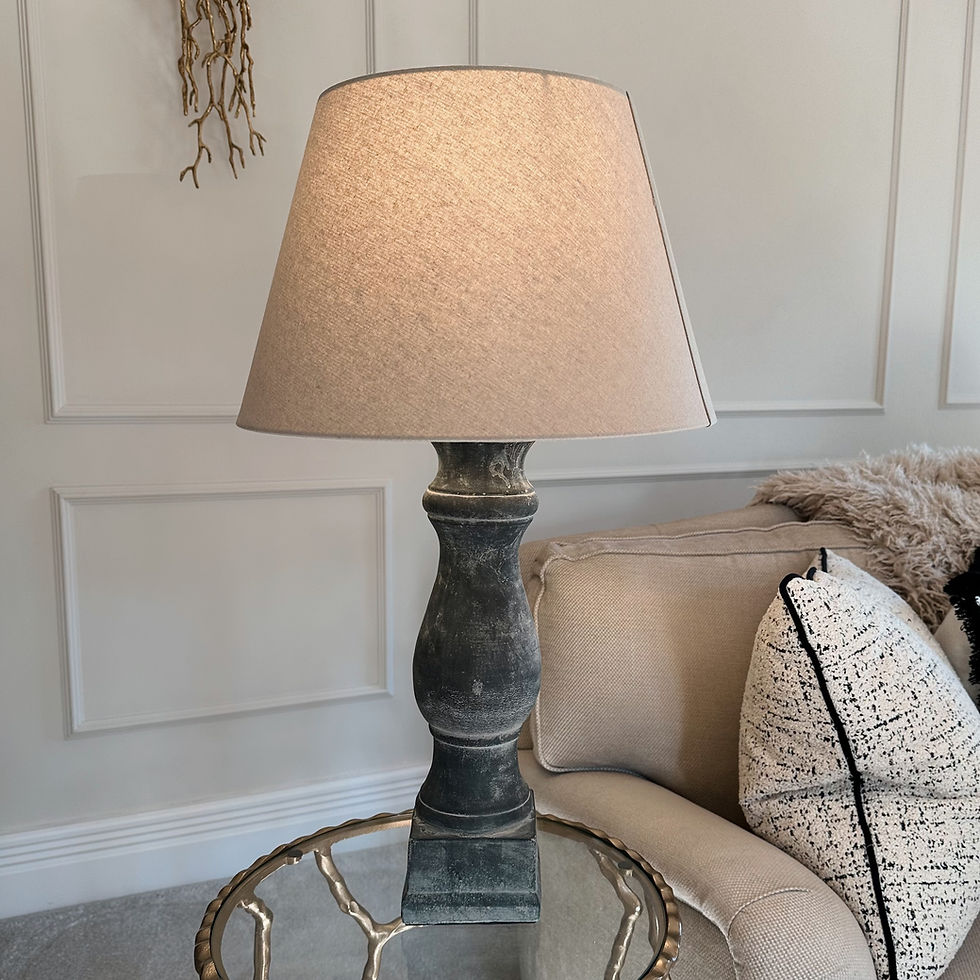 Thumbnail: River Candlestick Lamp & Linen Shade
