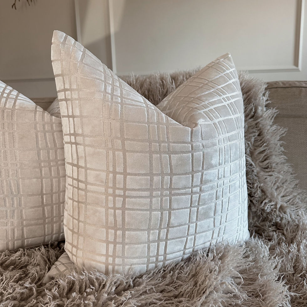 Thumbnail: Lavish Plaid Ivory Cushion 22''