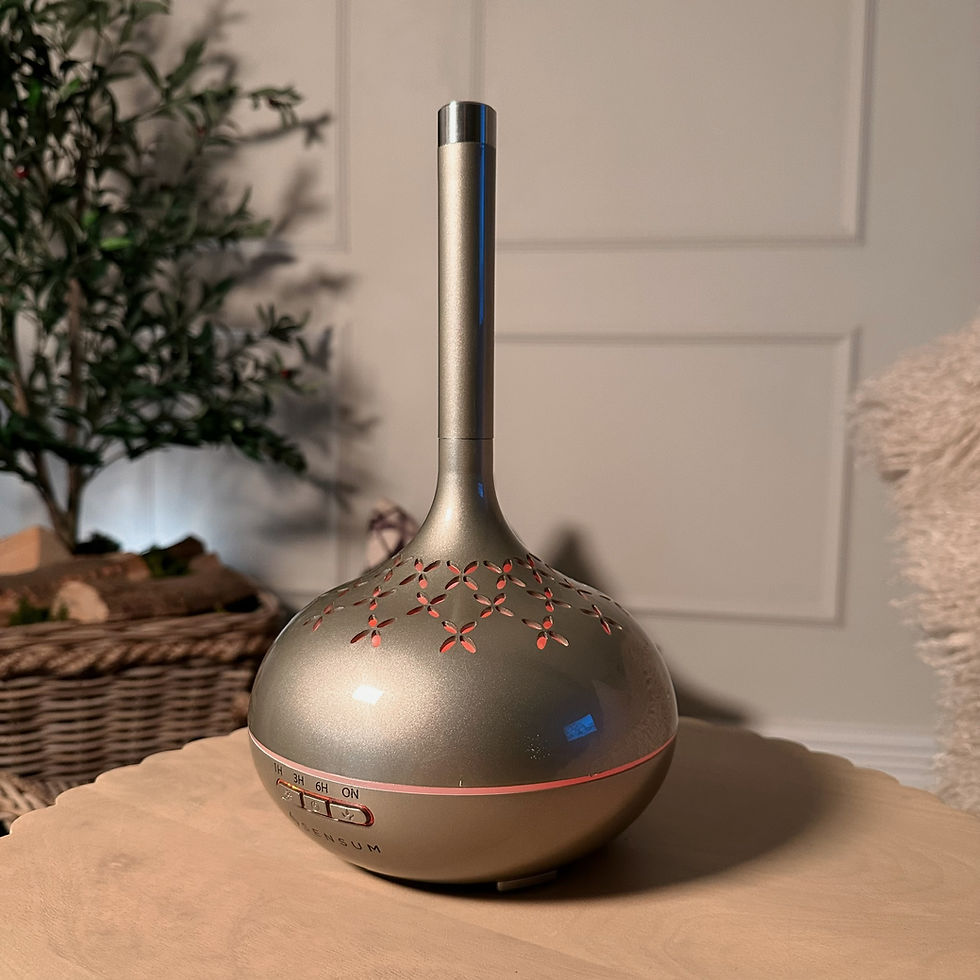 Titanium Electric Mist Diffuser with pink lights on