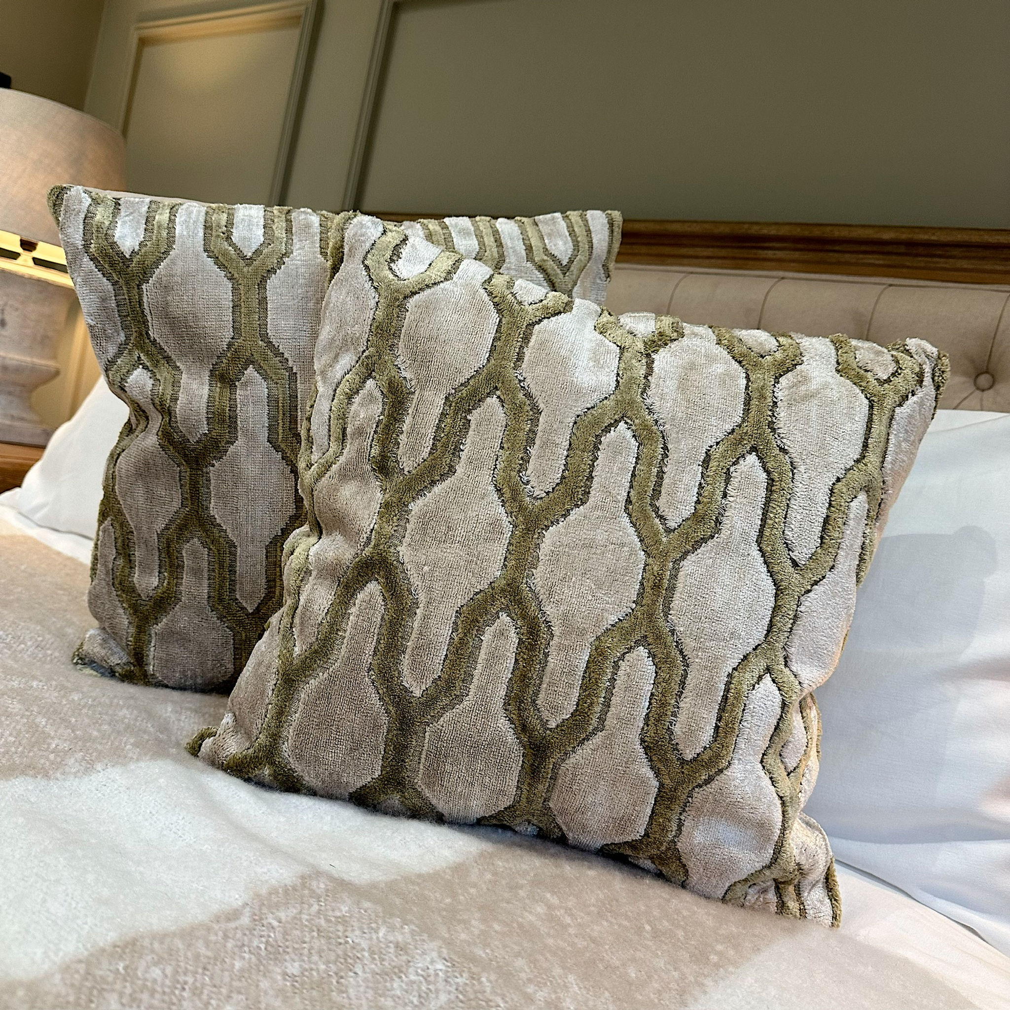 JEMBANA Sand / Olive Green Cushion 18''