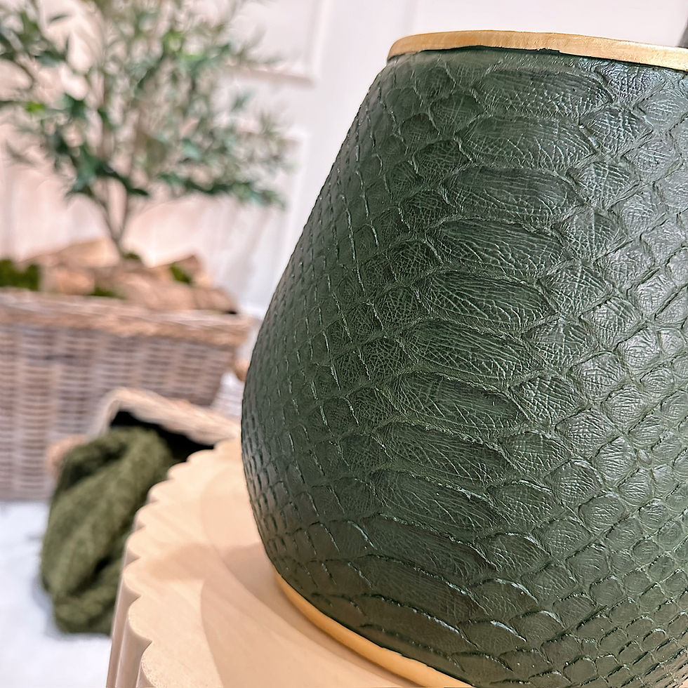 Thumbnail: Close up of the Green Faux Snake Skin Vase.