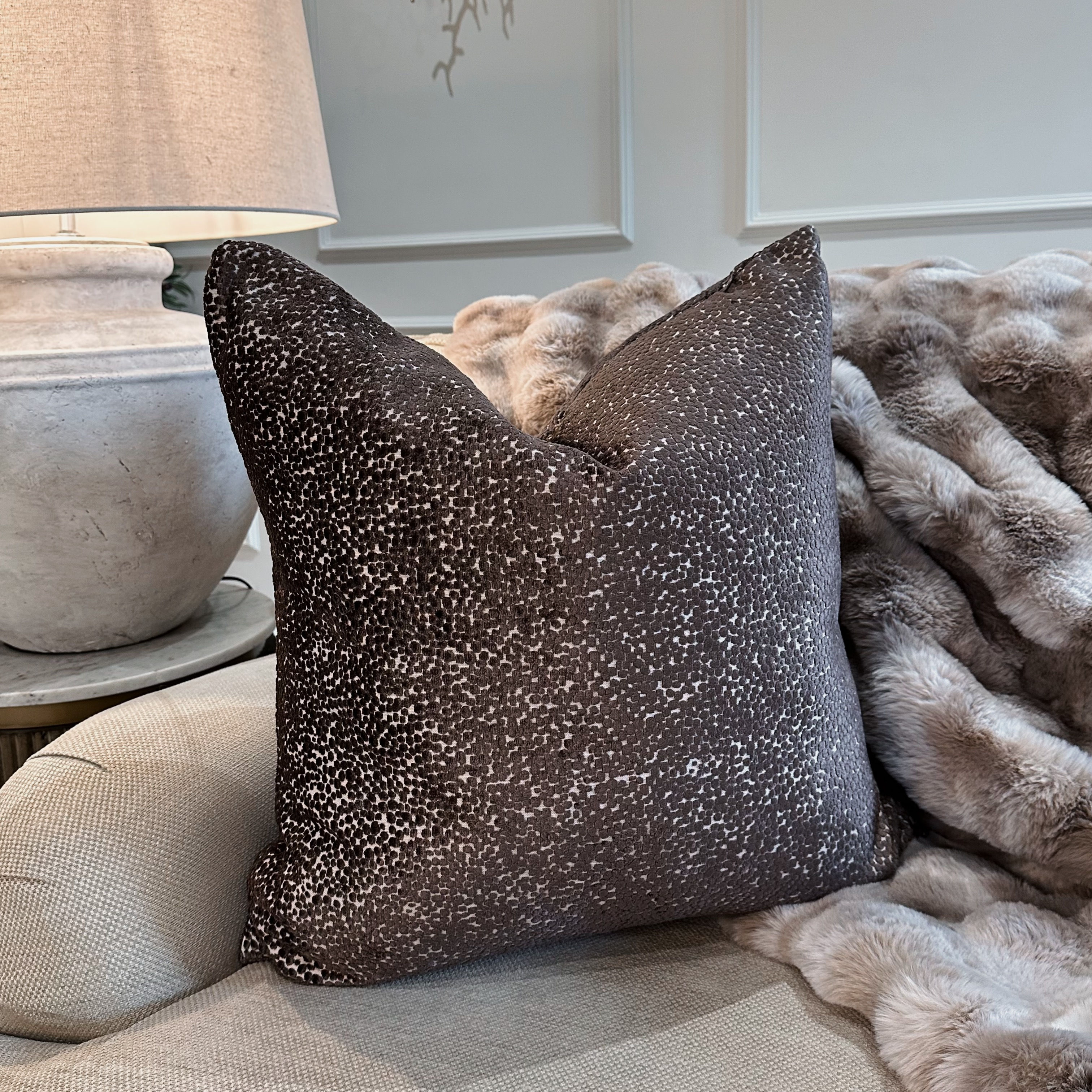 Bingham Chocolate Cushion 22"