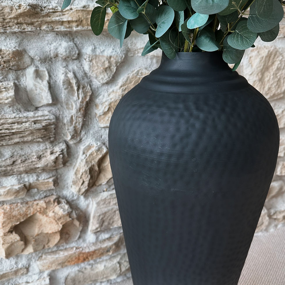 Thumbnail: Matt Black Hammered Vase with Lid