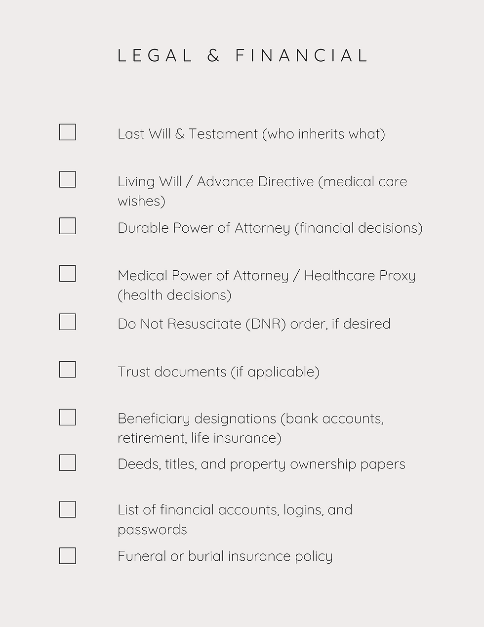 Thumbnail: End-of-Life Checklist - Modern Design