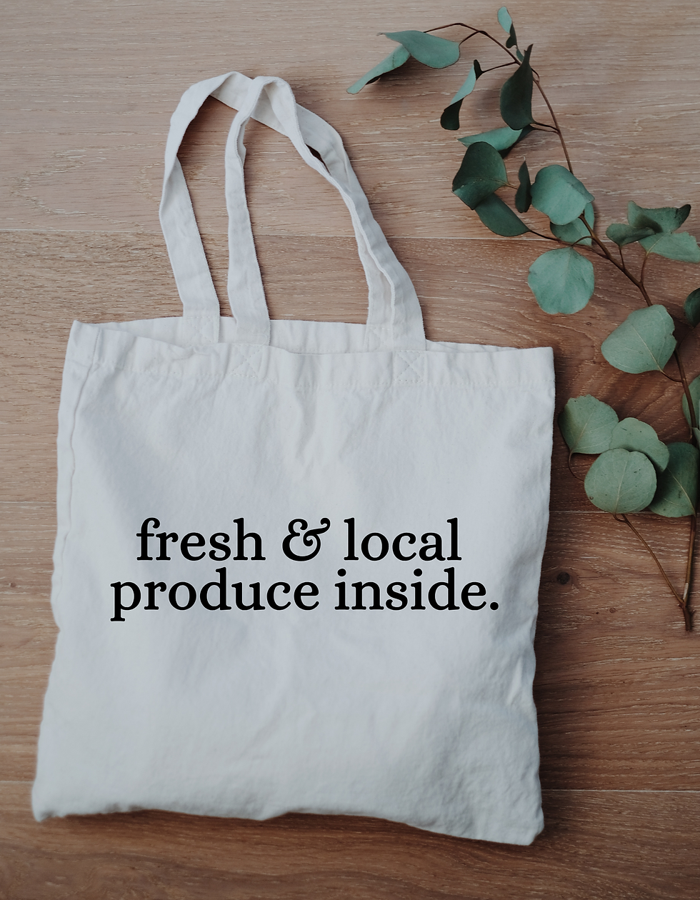 Fresh & Local Produce Inside Canvas Tote Bag