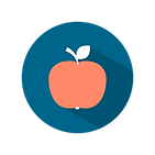 A large apple with a circle around it