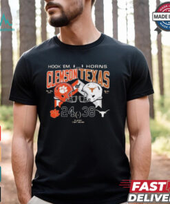 Texas Longhorns Vs Clemson Tigers 2024 College Football Playoff First Round Score 38 24 Hook Em Horns Helmet Shirt