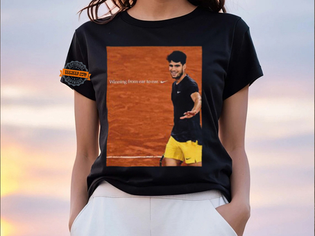Nike Tribute To Carlos Alcaraz For The Third Grand Slam Victory Winning From Ear To Ear Vintage T Shirt