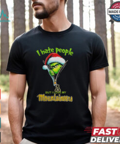 Grinch Santa Hat I Hate People But I Love My Appalachian State Mountaineers Christmas Logo Shirt