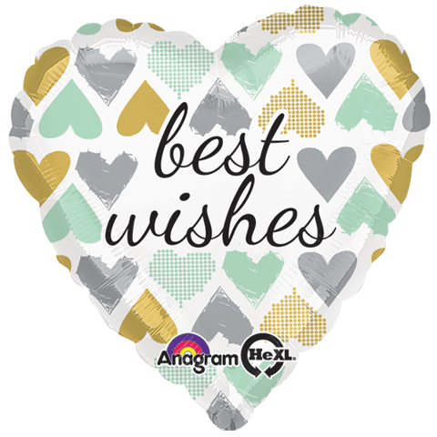 18" Metallic Hearts Best Wishes