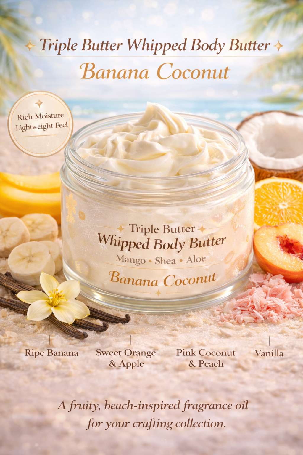 Banana Coconut Triple Butter Whipped Body Butter