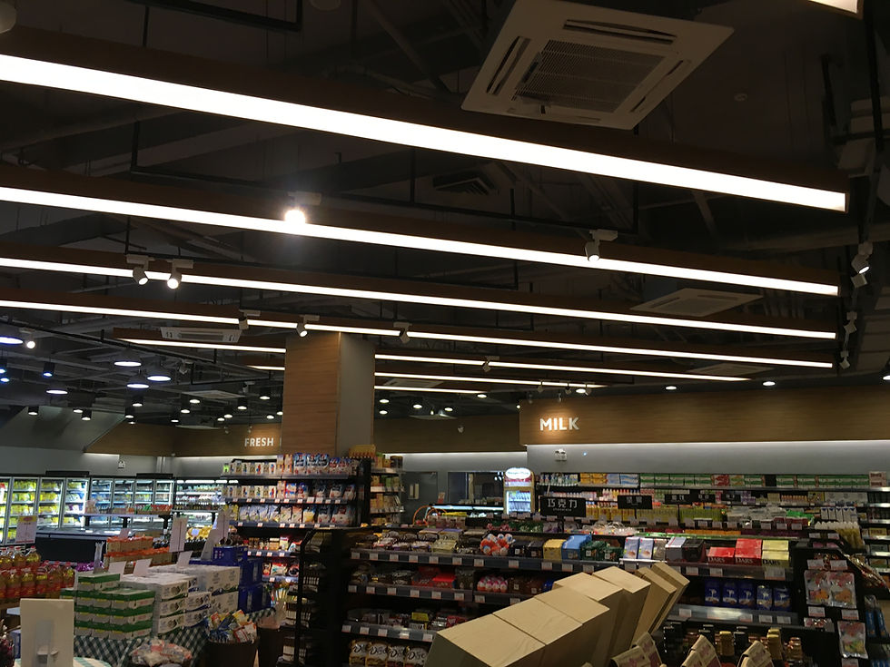 Verluisant Linear Lighting design for Community Plaza Supermarket in Guangzhou