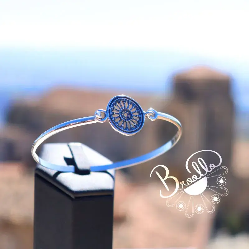 Bracciale tutto in argento 925 fatto a mano da mastro orafo con rosone altomonte