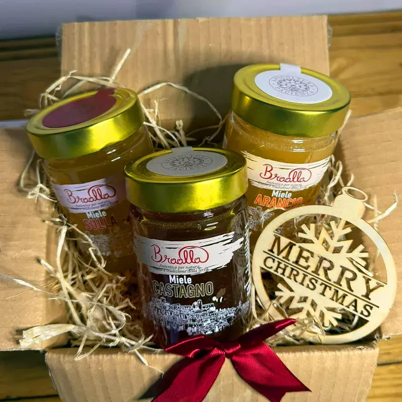 tris di mieli artigianali calabresi – cipolla, arancia e golasana in confezione regalo