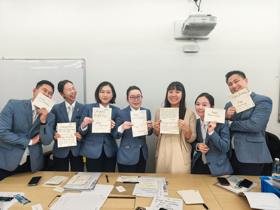 Progressive Brush Calligraphy Classes with butlers from Marina Bay Sands Singapore
