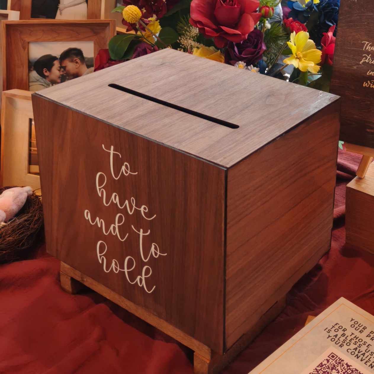 To Have And To Hold Wooden Ang Bao Box (Walnut Dark Brown)