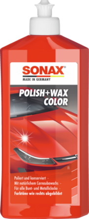 SONAX Polish & Wax Color – barevná leštěnka s voskem červená 500 ml