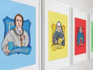 Cartoon Illustrations for Bishop Pompallier, Carlos Acutis, Euphrasie Barbier, Suzanne Aubert