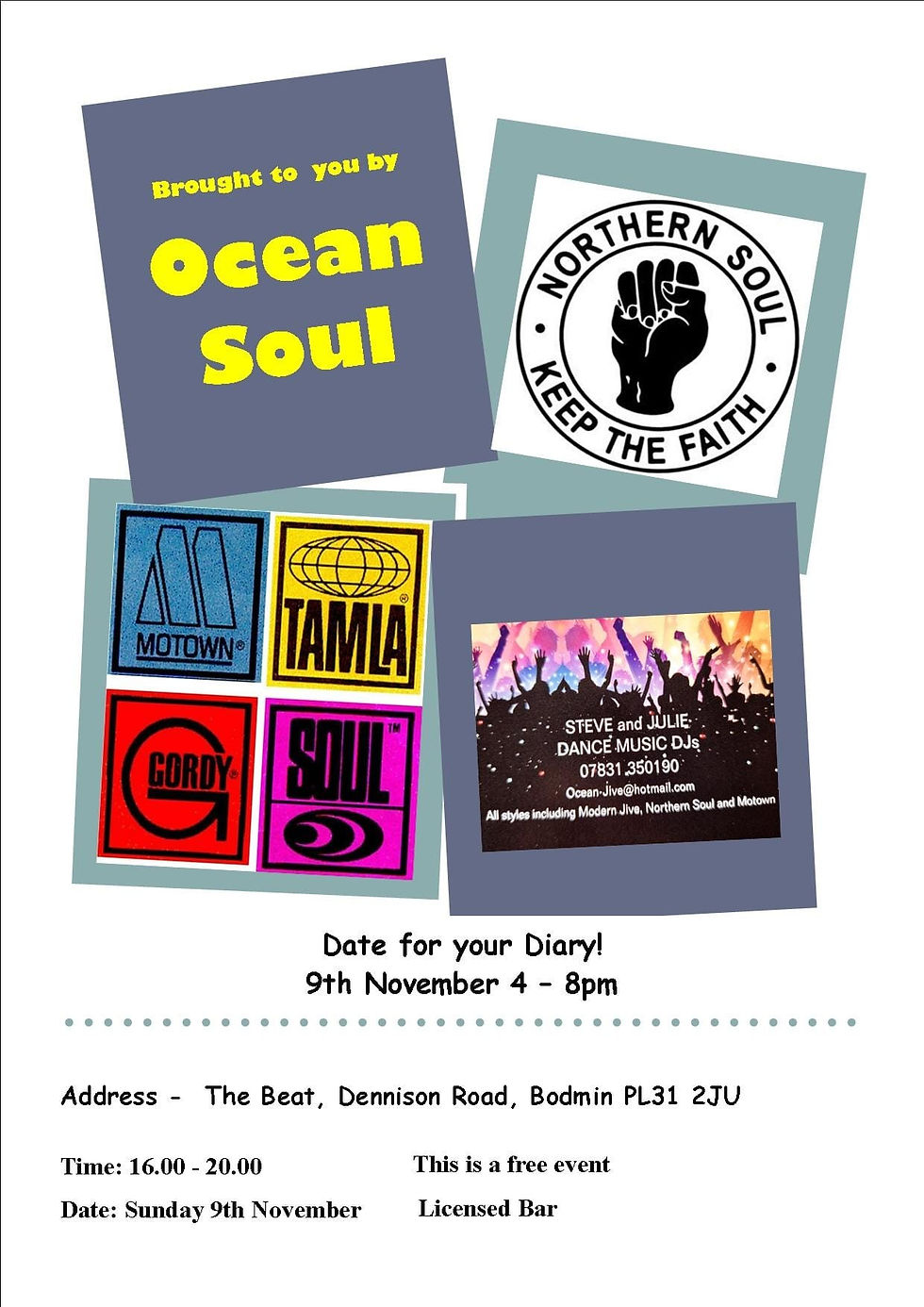 Northern Soul and Motown DJ session with Ocean Soul! FREE ENTRY