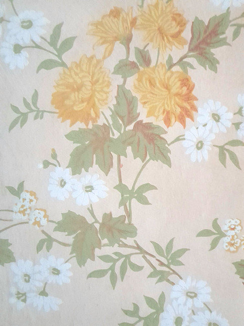 Close up of floral wallpaper from the master bedroom at Townend, Troutbeck, the Lake District.