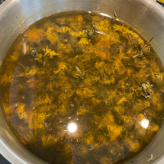 Dandelions in the dye bath