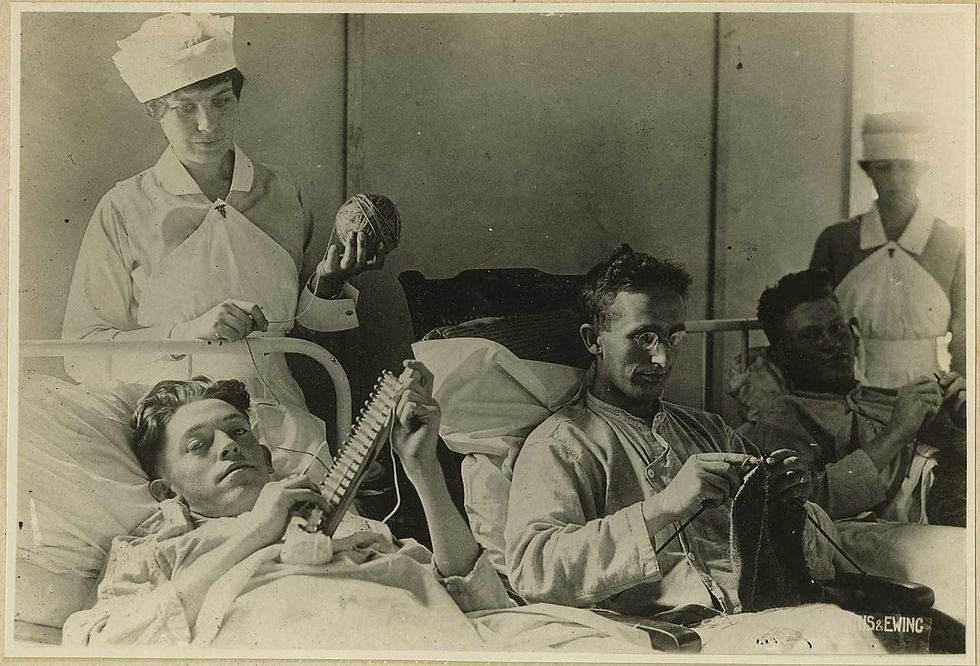 Knitting and loom knitting as occupational therapy in WWI