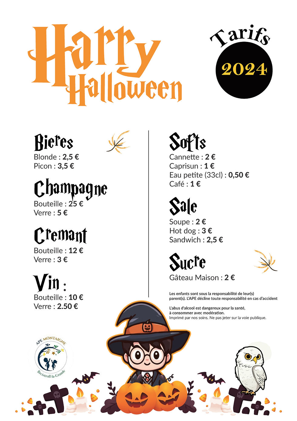 Tarifs Halloween 2024