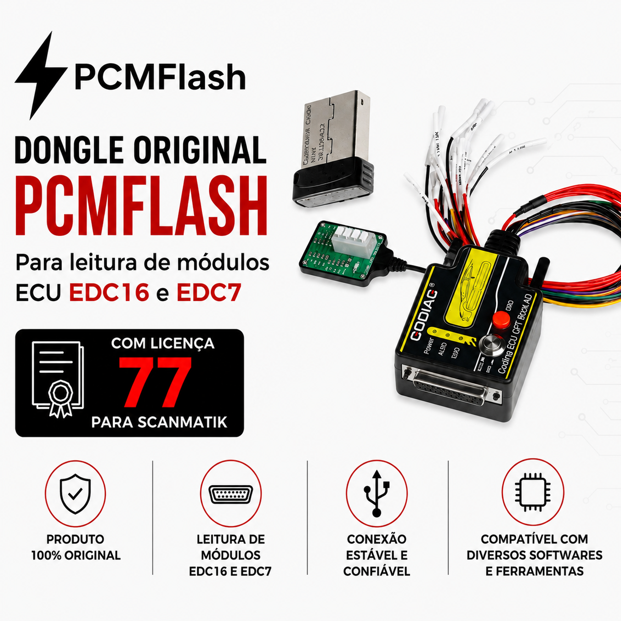 Pcmflash Original Scanner Scanmatik Licença 77 Edc16 Edc7