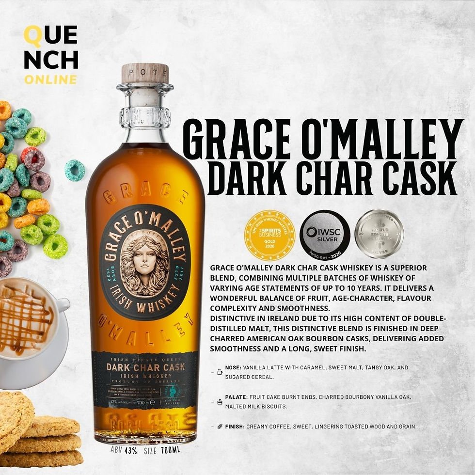 GRACE O'MALLEY DARK CHAR CASK IRISH WHISKEY