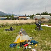 Bikepacking campsite at Coldfoot, Alaska