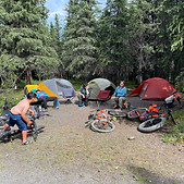 Bikepacking Campsite with 3 tents