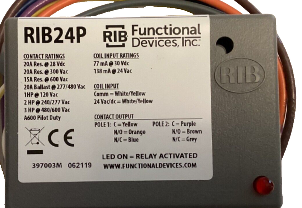 Thumbnail: Functional Devices RIB24P 20 Amp Enclosed Relay DPDT 24 VAC/DC