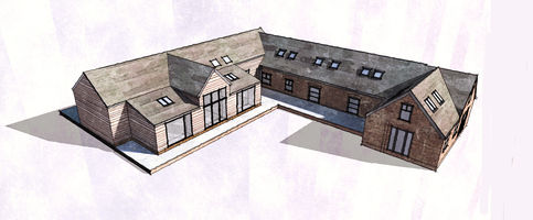 Arial view of Lammas Barns in Poynton Green.