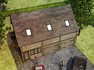 Aerial view fo the new detached workshop in Church Stretton.